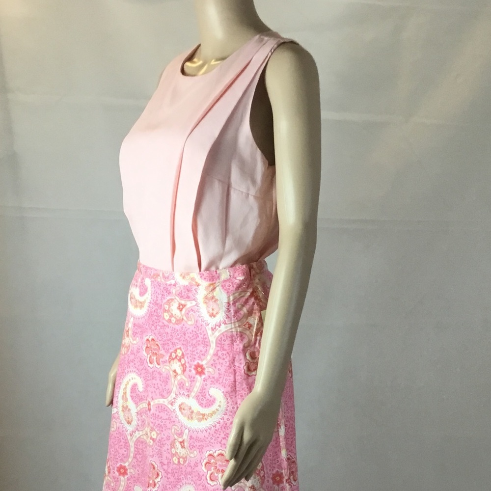 NWT LAUREN Light Pink Asymmetrical Pleated Silk Tank Top